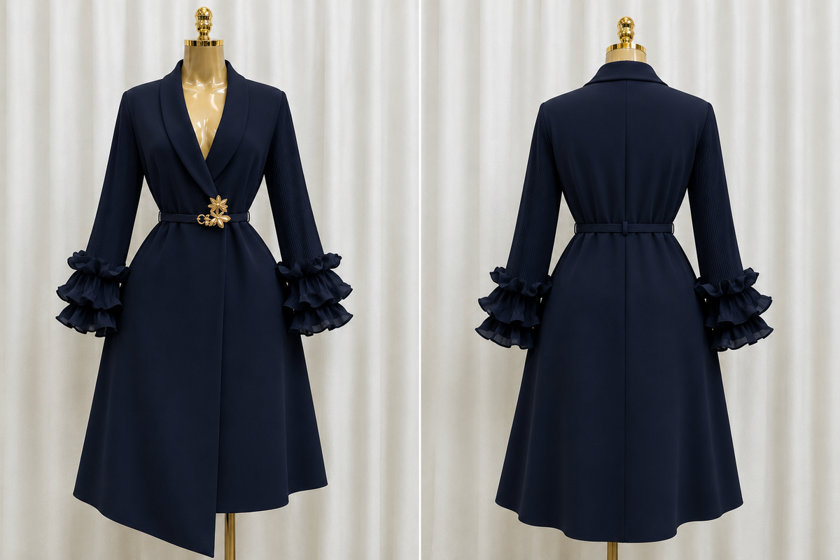 Luxe Ruffle Sleeve Coate Dress